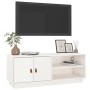 Mobile Porta TV Bianco 105x34x40 cm in Legno Massello di Pino