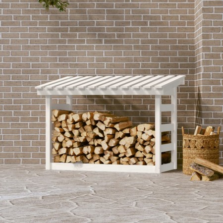 Portalegna Bianco 108x64,5x78 cm in Legno Massello di Pino