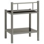 Comodino Grigio e Nero 45x34,5x60,5 cm in Metallo e Vetro