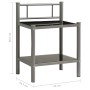 Comodino Grigio e Nero 45x34,5x60,5 cm in Metallo e Vetro