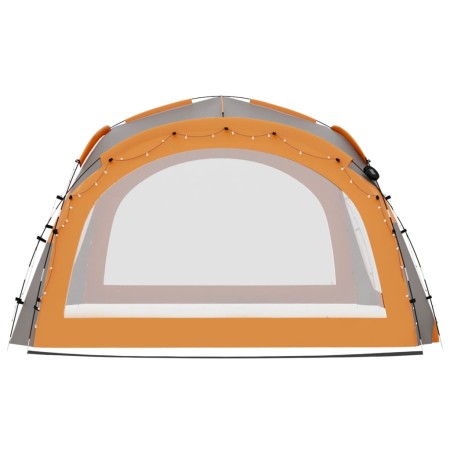 Tenda Feste con LED e 4 Pareti 3,6x3,6x2,3 m Grigio e Arancione