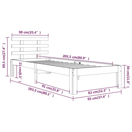 Giroletto in Legno Massello 90x200 cm