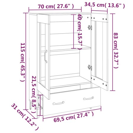 Credenza Rovere Marrone 70x31x115 cm in Legno Multistrato