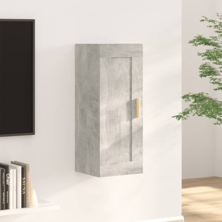 Armadietto a Muro Grigio Cemento 35x34x90 cm Legno Multistrato