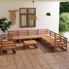 Set Divani da Giardino 10 pz Marrone Miele in Massello di Pino