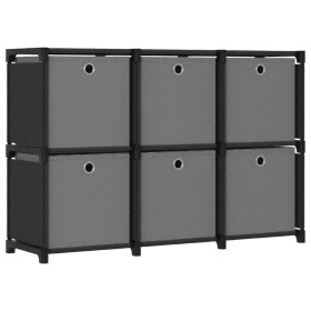 Mobile con 6 Scatole a Cubo Nero 103x30x72,5 cm in Tessuto