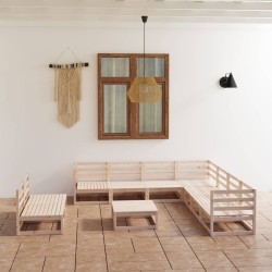 Set Divani da Giardino 10 pz in Legno Massello di Pino