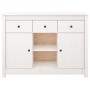 Credenza Bianca 100x35x74,5 cm in Legno Massello di Pino