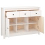 Credenza Bianca 100x35x74,5 cm in Legno Massello di Pino