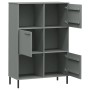 Libreria con Gambe Metallo Grigio 90x35x128,5 cm Massello OSLO