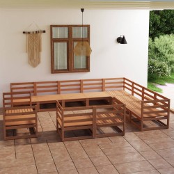 Set Divani da Giardino 12 pz Marrone Miele in Massello di Pino