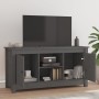 Mobile Porta TV Grigio 103x36,5x52 cm in Legno Massello di Pino