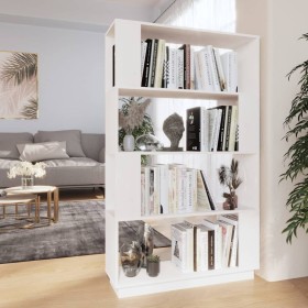 Libreria/Divisorio Bianco 80x25x132 cm Legno Massello di Pino