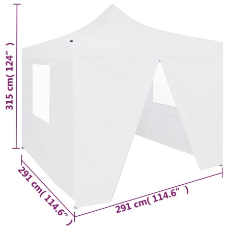 Gazebo Professionale Pieghevole 4 Pareti 3x3 m Acciaio Bianco