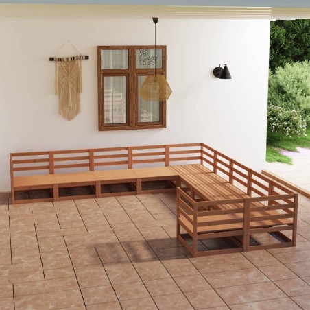 Set Divani da Giardino 10 pz in Legno Massello di Pino