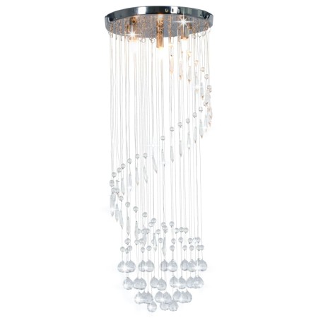 Lampadario con Perle di Cristallo a Spirale Argento G9