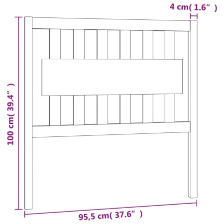 Testiera per Letto Grigia 95,5x4x100 cm Legno Massello di Pino