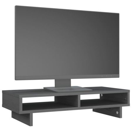 Supporto per Monitor Grigio 60x27x14 cm Legno Massello di Pino