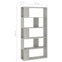 Libreria/Divisorio Grigio Cemento 80x24x159cm Legno Multistrato