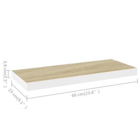 Scaffali a Parete 4 pz Rovere e Bianco 60x23,5x3,8 cm in MDF