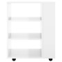 Mobiletto con Ruote Bianco Lucido 60x35x75 cm Legno Multistrato