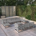 Set Divani da Giardino 11 pz in Legno Massello di Pino