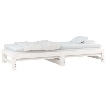 Dormeuse Estraibile Bianca 2x(90x190) cm Legno Massello di Pino