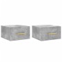 Comodini a Muro 2 pz Grigio Cemento 35x35x20 cm