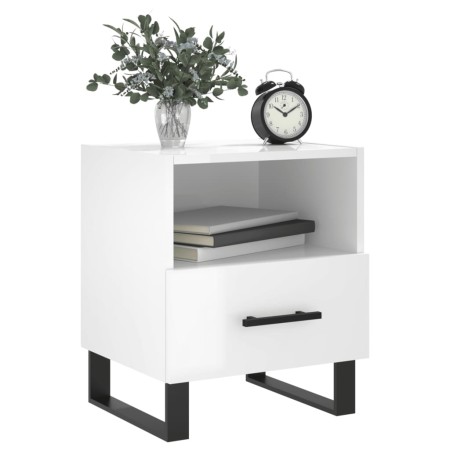 Comodini 2 pz Bianco Lucido 40x35x47,5 cm in Legno Multistrato