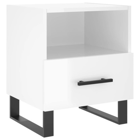 Comodini 2 pz Bianco Lucido 40x35x47,5 cm in Legno Multistrato