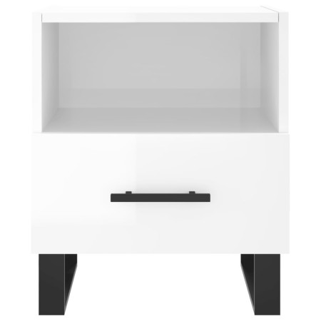 Comodini 2 pz Bianco Lucido 40x35x47,5 cm in Legno Multistrato