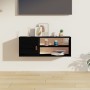Pensile Nero 80x30x30 cm in Legno Massello di Pino