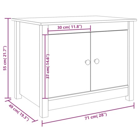 Tavolino da Salotto Miele 71x49x55 cm in Legno Massello di Pino