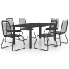 Set da Pranzo da Giardino 7 pz in Rattan PVC Nero