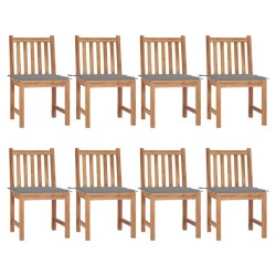 Sedie da Giardino con Cuscini 8 pz in Legno Massello di Teak