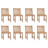 Sedie da Giardino con Cuscini 8 pz in Legno Massello di Teak
