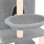 Albero per Gatti con Tiragraffi in Sisal Grigio Chiaro 180 cm