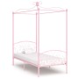 Letto a Baldacchino Rosa in Metallo 90x200 cm