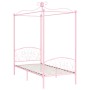 Letto a Baldacchino Rosa in Metallo 90x200 cm