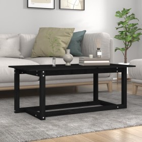 Tavolino da Salotto Nero 110x55x45 cm Legno Massello di Pino