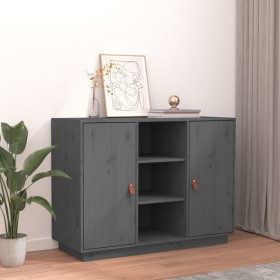 Credenza Grigia 100x40x75 cm in Legno Massello di Pino