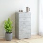 Credenza 6 Cassetti Grigio Cemento 50x34x96cm Legno Multistrato