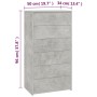 Credenza 6 Cassetti Grigio Cemento 50x34x96cm Legno Multistrato