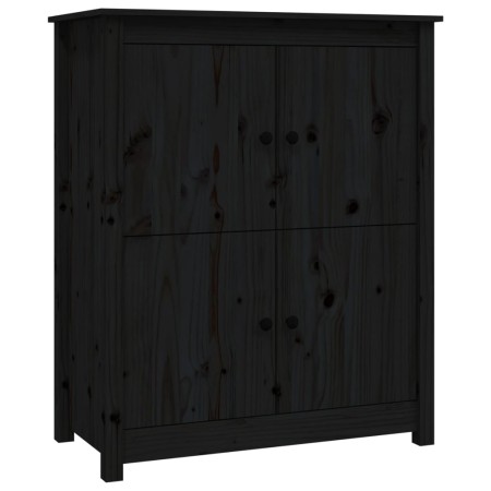 Credenza Nera 83x41,5x100 cm in Legno Massello di Pino