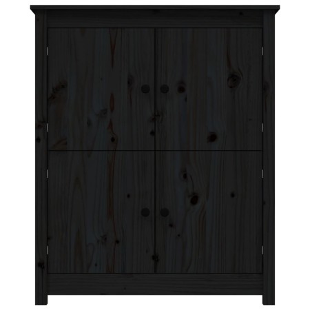 Credenza Nera 83x41,5x100 cm in Legno Massello di Pino