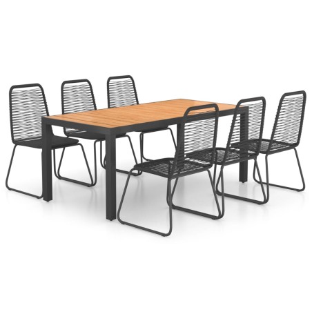 Set da Pranzo da Giardino 7 pz in Rattan PVC Nero e Marrone