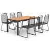 Set da Pranzo da Giardino 7 pz in Rattan PVC Nero e Marrone