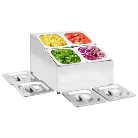 Supporto Gastronorm con 4 Contenitori GN 1/6 in Acciaio Inox