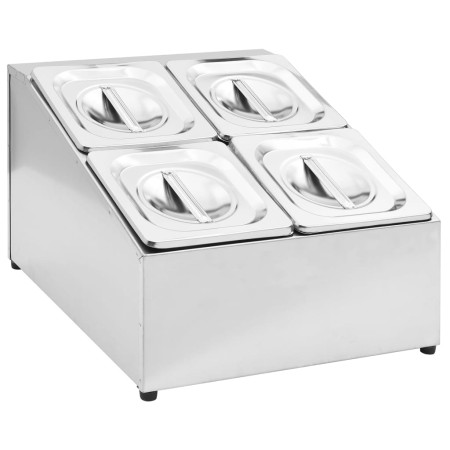 Supporto Gastronorm con 4 Contenitori GN 1/6 in Acciaio Inox