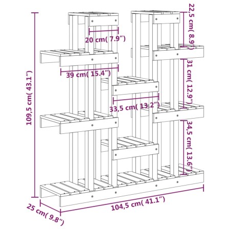 Supporto Piante Miele 104,5x25x109,5 cm Legno Massello di Pino